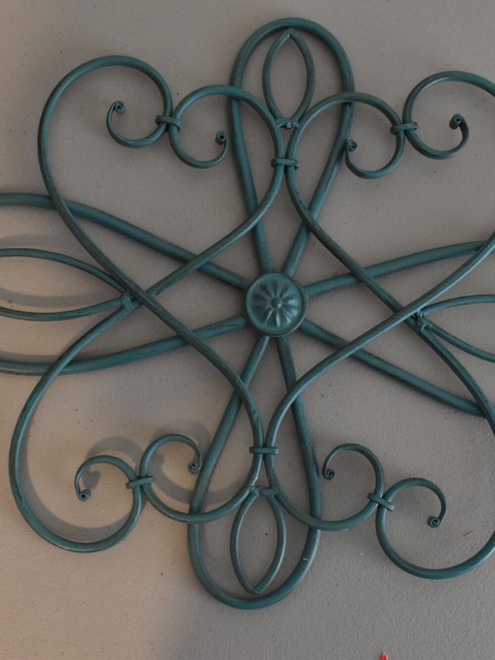 Decorative Teal Metal Wall Art Scrollwork Starburst